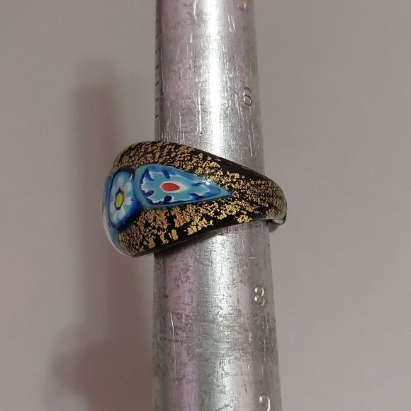 Chunky Statement Glass Ring Size 7 - Picture 2 of 6